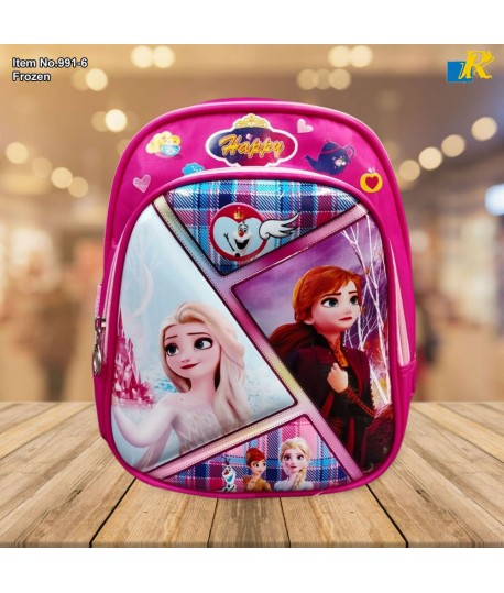 Kids School Bag - Embossed Multi Pictures Cartoon Character Backpack Light-Weight (FrozenL) Item No.991-6