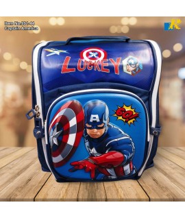 School Bag - 3D Embsosed Cartoon Character Backpack / Large Capacity /  Front full open bag (Captain America) Item No.991-44