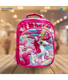 School Bag - 3D Embsosed Cartoon Character Backpack / Large Capacity /  Front full open bag (Unicorn) Item No.991-32
