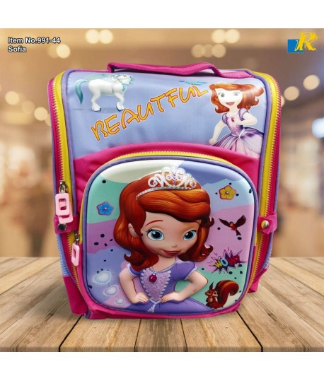 School Bag - 3D Embsosed Cartoon Character Backpack / Large Capacity /  Front full open bag (Sofia) Item No.991-44