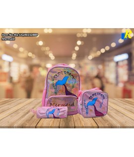 School Bag - Roco Mermaid Print 3-Piece Backpack Set / Large Capacity / Light-Weight Item No.RQ-UQJM2328BP