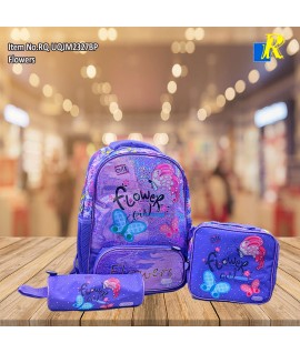 School Bag - Roco Flowers Print 3-Piece Backpack Set / Large Capacity / Light-Weight Item No.RQ-UQJM2327BP