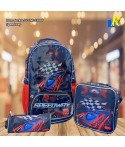 School Bag - Roco Speedway Print 3-Piece Backpack Set / Large Capacity / Light-Weight Item No.RQ-UQJM2338BP