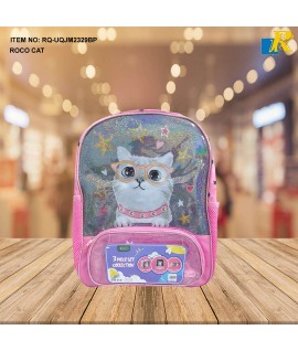 School Bag - Roco Cat Print 3-Piece Backpack Set / Large Capacity / Light-Weight Item No.RQ-UQJM2329BP