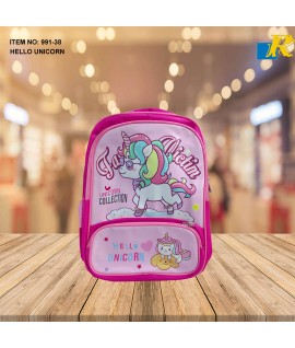 School Bag - 3D Embossed Cartoon Character Backpack Light-Weight / large Capacity (Hello Unicorn) Item No.991-38