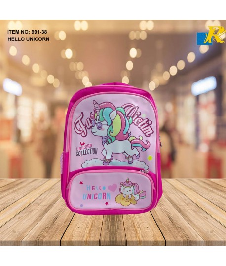 School Bag - 3D Embossed Cartoon Character Backpack Light-Weight / large Capacity (Hello Unicorn) Item No.991-38
