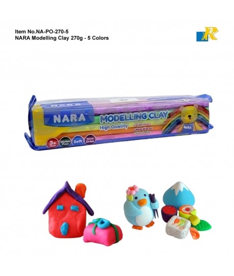 NARA Modelling Clay 5-PASTEL Colors 270G | Non-Toxic | Never dries-out | Item No. NA-PO-270-5