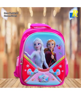 School Bag - 3D Embossed Cartoon Character Backpack Light-Weight / Spacious for Kids (Forzen Sisters) Item No.991-31