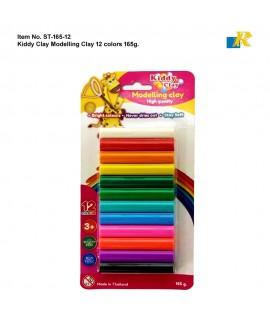 Kiddy Clay Modelling Clay 12 Color Round Sticks 165g  | Non-Toxic | Gluten Free | Item No. ST-165-12