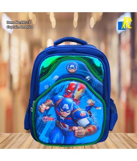 School Bag - 3D Embossed Cartoon Character Backpack Light-Weight / large Capacity (Captain America) Item No.991-13