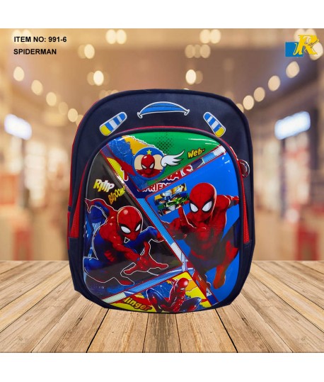 Kids School Bag - Embossed Multi Pictures Cartoon Character Backpack Light-Weight (SPIDERMAN) Item No.991-6