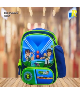 School Bag - 3D Embsosed Cartoon Character Backpack/ Front full open bag  with pencil case (BEN 10) Item No.991-12