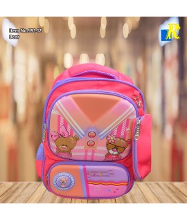 School Bag - 3D Embsosed Cartoon Character Backpack/ Front full open bag with pencil case (Bear) Item No.991-12