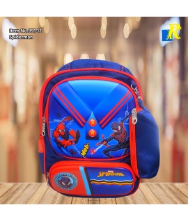 School Bag - 3D Embsosed Cartoon Character Backpack/ Front full open bag with pencil case (Spiderman) Item No.991-12