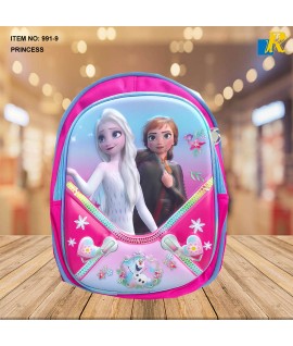 School Bag - 3D Embsosed Cartoon Character Backpack / Large Capacity / Front full open bag (PRINCESS) Item No.991-9