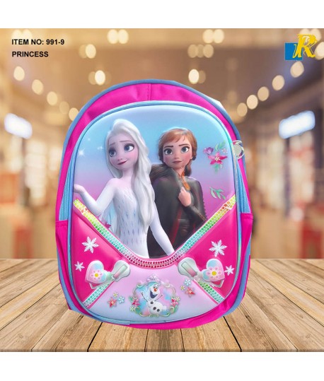 School Bag - 3D Embsosed Cartoon Character Backpack / Large Capacity / Front full open bag (PRINCESS) Item No.991-9