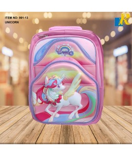 School Bag - 3D Embossed Cartoon Character Backpack Light-Weight / large Capacity (UNICORN) Item No.991-13