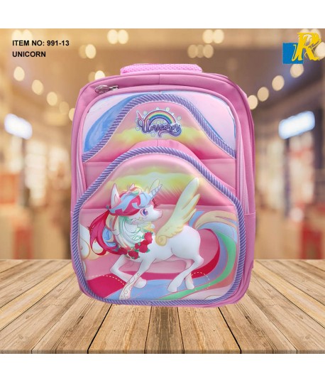 School Bag - 3D Embossed Cartoon Character Backpack Light-Weight / large Capacity (UNICORN) Item No.991-13