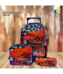 Roco Racing Car Kids' Trolley School Backpack With Wheels, Lunch Box Bag & Pencil Case Item No.RQ-UQJM2337TY