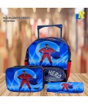 Roco Superhero Kids' Trolley School Backpack With Wheels, Lunch Box Bag& Pencil Case Item No.RQ-UQJM2333TY