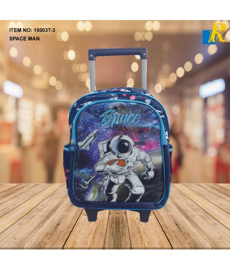 SPACE MAN School Backpack With Wheels, Lunch Box & Pencil Case ITEM NO.15003T-3