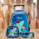 Shark Kids' Trolley School Backpack With Wheels, Lunch Box Bag & Pencil Case Item No.15007T-3