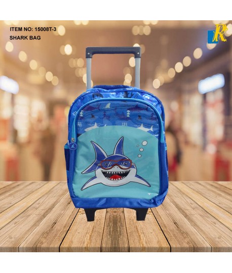 SHARK BAG School Backpack With Wheels, Lunch Box & Pencil Case ITEM NO.15008T-3