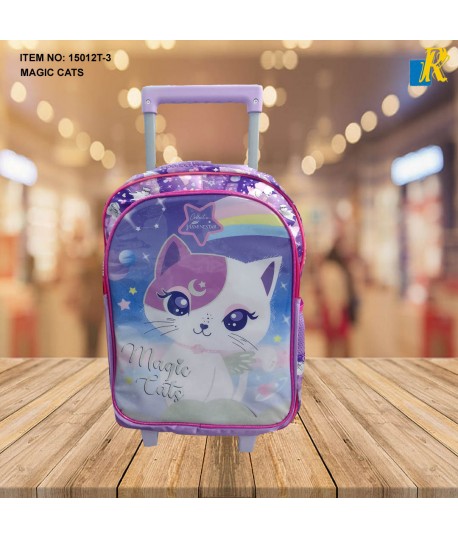 MAGIC CATS School Backpack With Wheels, Lunch Box & Pencil Case ITEM NO.15012T-3