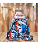 Shark Kids' Trolley School Backpack With Wheels, Lunch Box Bag & Pencil Case Item No.15006T-3