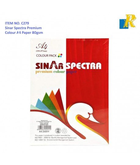 Sinar Spectra A4 Color Paper 250 Sheets (Multicolor) Premium Colour 80 GSM,Item Number-C279