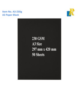 Creativity Inspired Basic Black A3 230gsm Card Paper Pack, 50 Sheets Item No.A3-230g