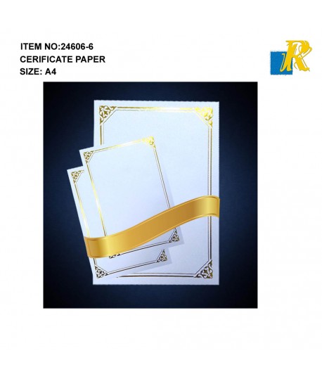 Award Certificates -20 Blank Plain White Paper Sheets - with (GOLD) Foil Metallic Border Item No.24606-6