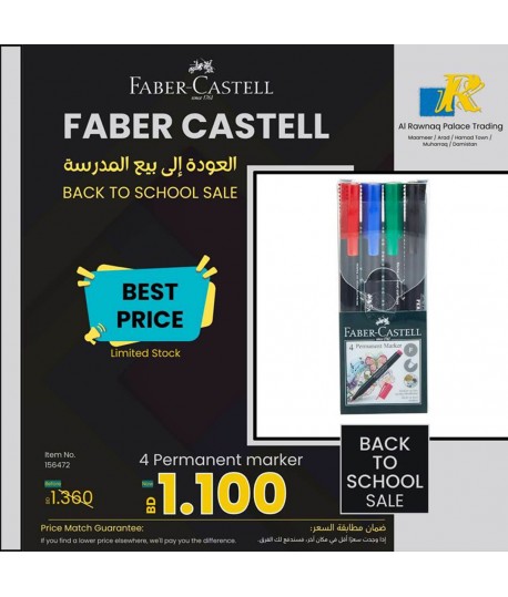 Faber-Castell Permanent Marker Slim Wallet Of 4Pc, Assorted-ITEM NO:156472