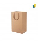 12-Pack Kraft Brown Paper Bags 31x12x42cm Plain Paper Bags with Ribbon Handle