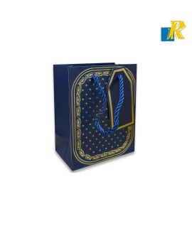 Paper Bags - Golden Printed Design [Pack of 12] Recyclable Kraft Paper Gift, Food Service Bags-ITEM NO:10405-212