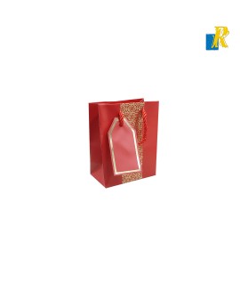 12-Pack Small Color Paper Bags With Golden Print / Rope Handle & Tag 15.5x12.5x7.5cm Item No.10405-17