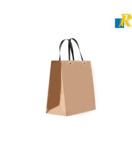 Paper Bags [Pack of 12]  with black kraft handles - Brown Gift, Food Service Bags ITEM NO:20×20×11