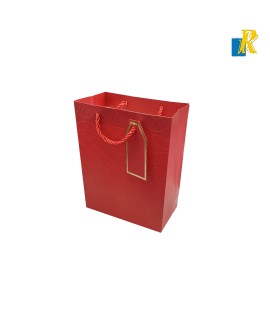 12-Pack Color Paper Bags With Print Design / Rope Handle & Tag 23x18x10cm Item No.10405-177