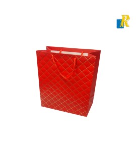 12-Pack Paper Bags With Embossing Triangles With Rope Handle 32x12x26cm Item No.GFB026