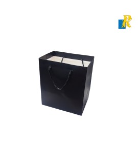 12-Pack Black Paper Bags 38X26.5X21cm Plain Paper Bags with Rope Handle Item No.GBC012