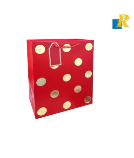 Paper Bags - Golden Printed Design [Pack of 12] Recyclable Kraft Paper Gift, Food Service Bags-ITEM NO:10405-45