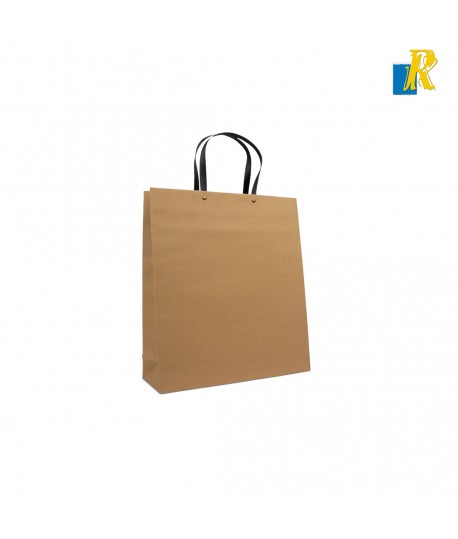 12 pc Rectangle Kraft Paper Bags 26x32x12cm, with Nylon Handles, for Gift Bags and Shopping Bags, Black Item No. 26x32x12