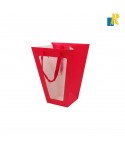 Set of 12 Bags With Transparent Plastic Window For Floral Arrangements Red color Item No. 10416-15