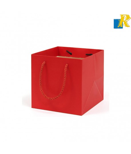 12-Pack Red Paper Bags 26X12X32cm Plain Paper Bags with Rope Handle Item No.GFB034