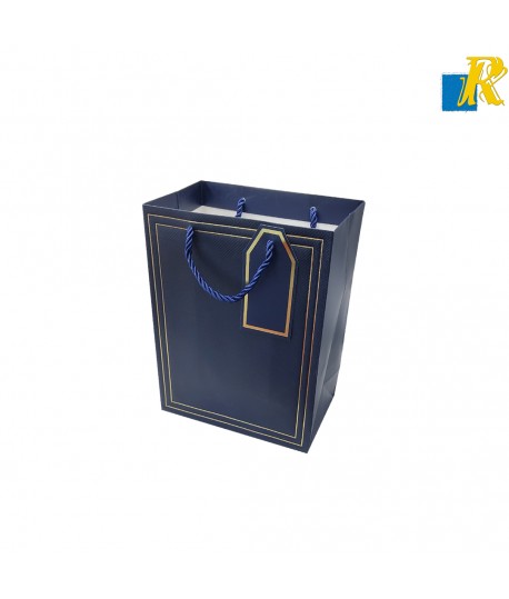 12-Pack Color Paper Bags With Golden Design,Rope Handle & Tag 18x23x10cm Item No.202526727