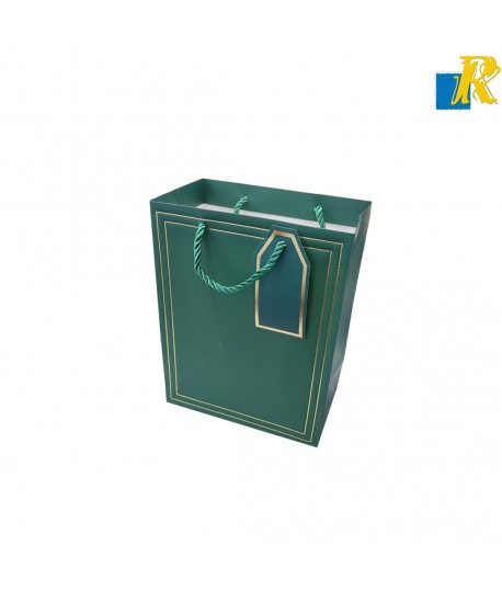 12-Pack Color Paper Bags With Golden Design,Rope Handle & Tag 18x23x10cm Item No.20252628