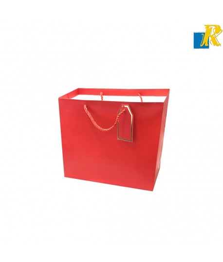 12-Pack Color Paper Bags With Rope Handle & Tag 31x26x12cm Item No.20252576