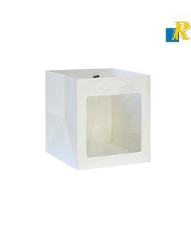 12-Pack Paper Bags With Window & Ribbon Handle 25x25x25cm Item No.20252803