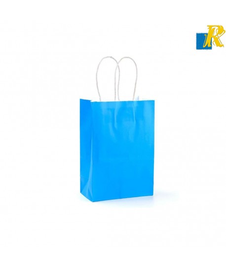 12-Pack Color Kraft Paper Bags With Handle & Tag 21x27x10cm Item No.20252730