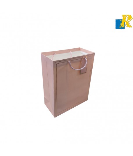 12-Pack Color Paper Bags With Golden Design,Rope Handle & Tag 26x32x12cm Item No.20252636